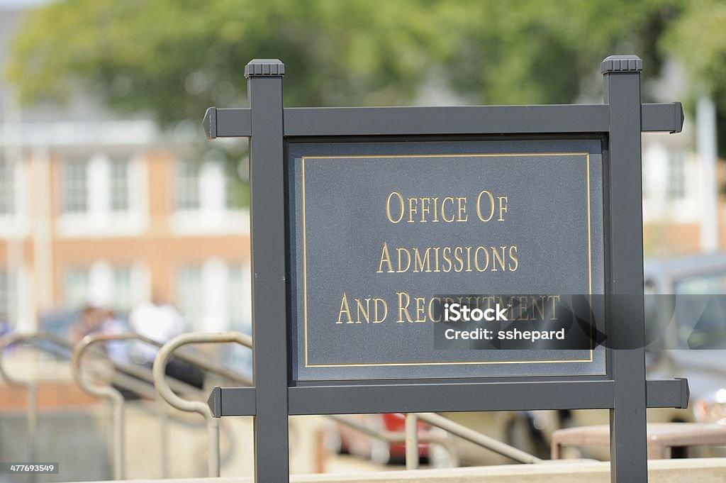 Office of admissions and recruitment Office of admissions and recruitment sign by steps. Recruitment Stock Photo