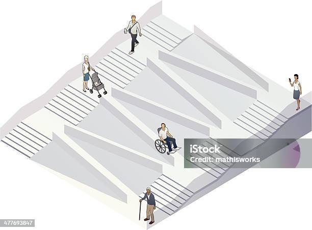 Ilustração De Acessibilidade - Arte vetorial de stock e mais imagens de Escadaria - Escadaria, Acessibilidade, Rampa para Cadeira de Rodas