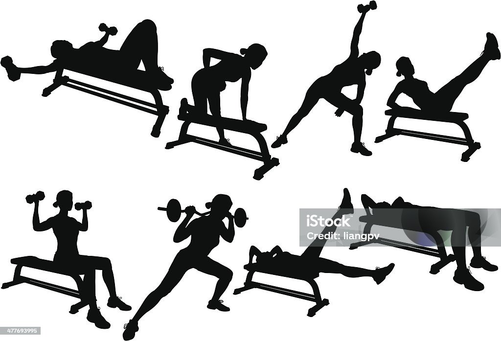 Weight Lifting Silhouette Weight Lifting Silhouette. Active Lifestyle stock vector