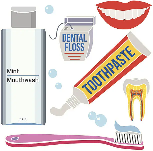 Vector illustration of dental care grooming products
