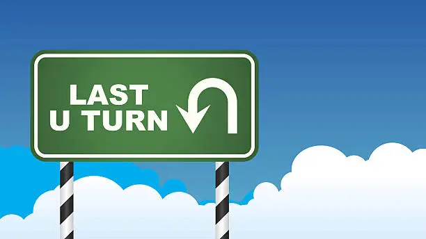 Vector illustration of U-Turn Roadsign