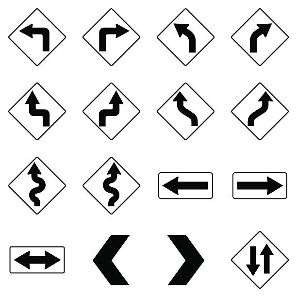 illustrations, cliparts, dessins animés et icônes de ensemble de noir road les panneaux de signalisation. vecteur - sign street traffic left handed