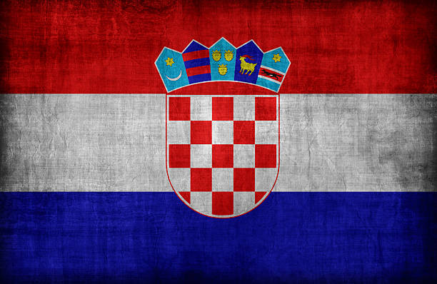 istock Croatia flag pattern  ,retro vintage style 477695240