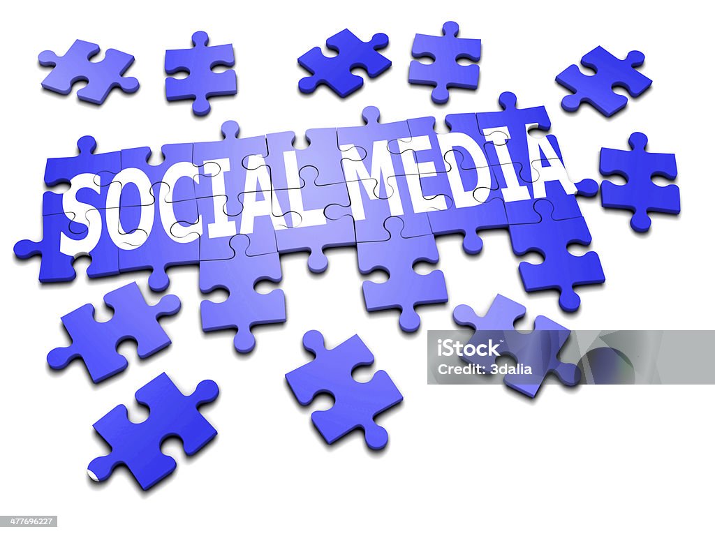 3 d puzzle "medios sociales" - Foto de stock de Colorido libre de derechos