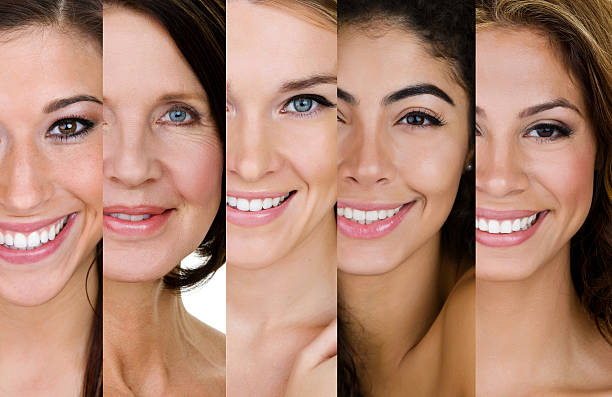 variedad de mujeres - skin care blue eyes expressing positivity cheerful fotografías e imágenes de stock