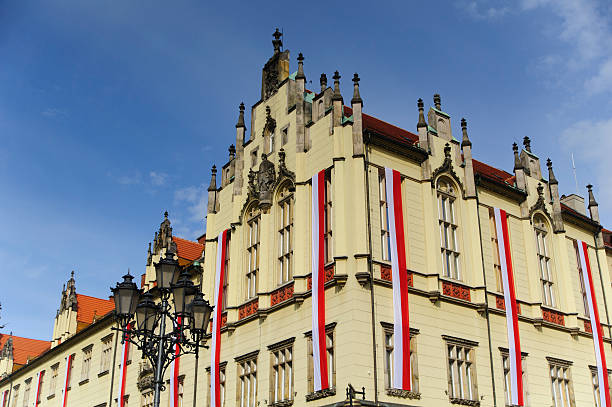 istock City Council building in Wroclaw with national flags 477699384