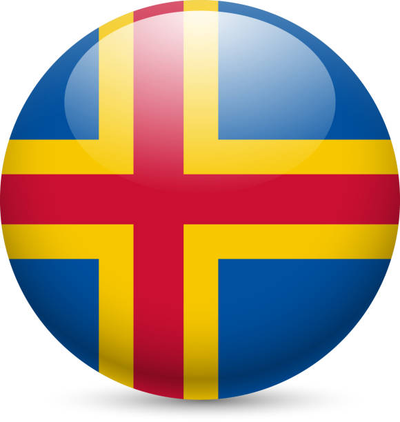Round glossy icon of Aland Islands Flag of Aland Islands as round glossy icon. Button with flag design åland islands stock illustrations