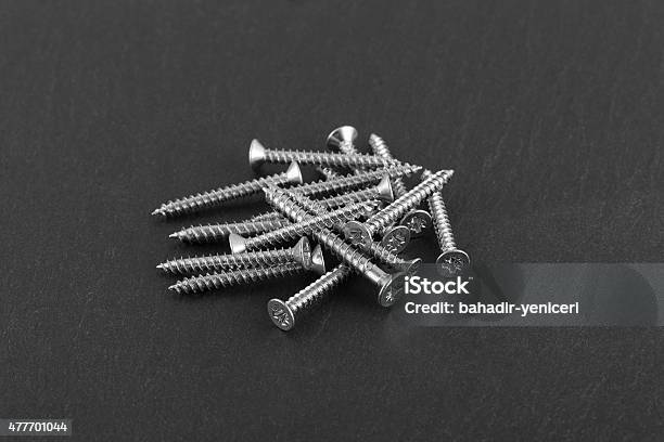 Metal Screws Stock Photo - Download Image Now - 2015, Black And White, Black Color