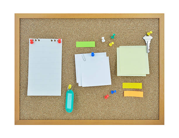 istock Colorful sticky notes on cork board, isolated on white 477701518