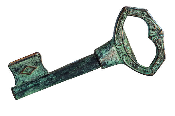 istock Old metal key on white background 477701718