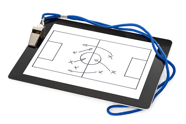 istock Whistle And Soccer Tactic Diagram On Digital Tablet 477702804