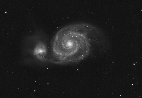 This Whirlpool Galaxy, Messier 51, is approximately 24 million light years distant.  Image taken with an Astronomical CCD Camera through a high quality telescope.