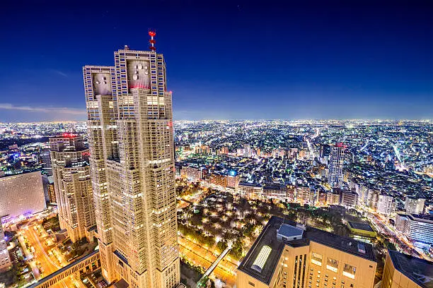 Shinjuku, Tokyo, Japan cityscape at Metropolitan Government Building.