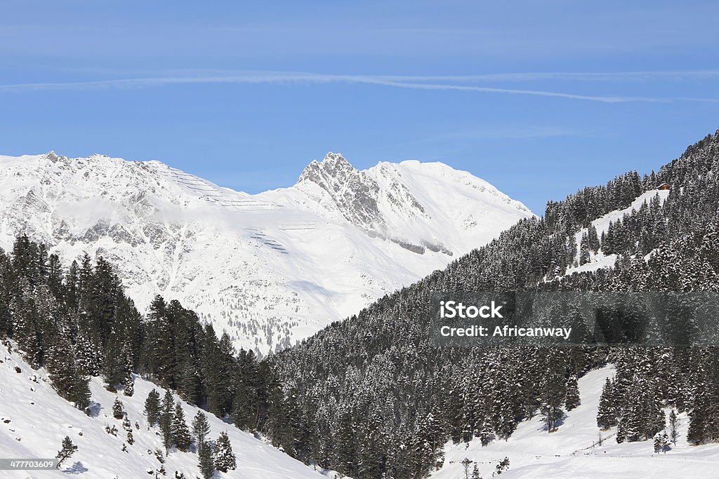 Paisagem de Inverno nos Alpes Lüsens, Sellraintal, Tirol, Áustria - Royalty-free Ajardinado Foto de stock