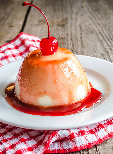 istock Panna cotta with berry sauce and maraschino cherry 477705713