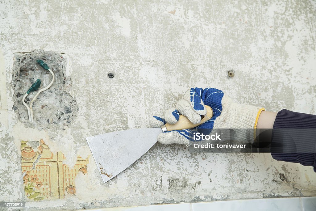 Farbpalette, Messer in der hand - Lizenzfrei Fugenpistole Stock-Foto