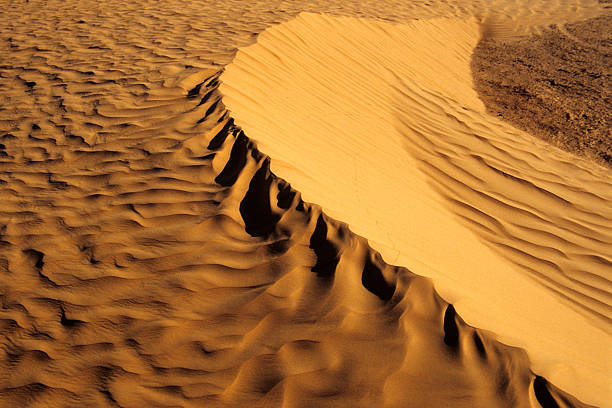 The wall of sand in the desert stock photo