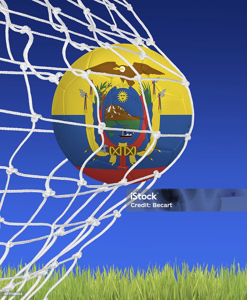 Goal for Ecuador Goal with Soccer ball with colors of Ecuadorian flag  Ecuador Stock Photo