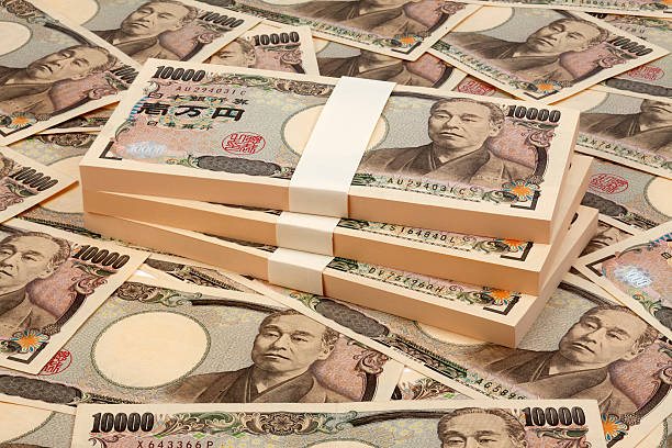 japanische währung - japanischer yenschein stock-fotos und bilder