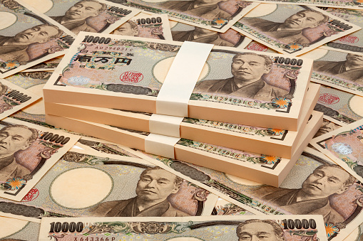 Stack of 1 million Japanese yen