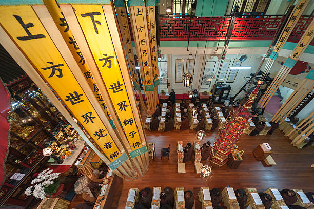 Hong Kong, China - May 20, 2015 : Chinese temple - Tung Lin Kok Yuen in Hong Kong. It is a Buddhist nunnery founded in 1935 and is home to approximately 30 nuns and 50 lay devotees.