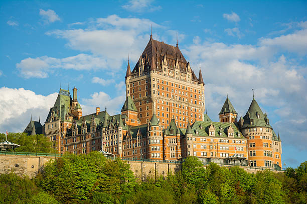 Chateau Frontenac a historic hotel in Quebec city, Canada Chateau Frontenac a historic hotel and landmark in Quebec city, Canada, a UNESCO World Heritage site. Shot at sunrise chateau frontenac hotel stock pictures, royalty-free photos & images