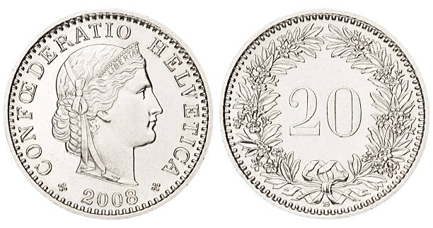 istock Swiss 20 centimes coin on white background 477711229