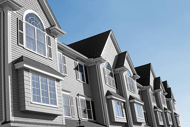 Townhouses with blue sky stock photo