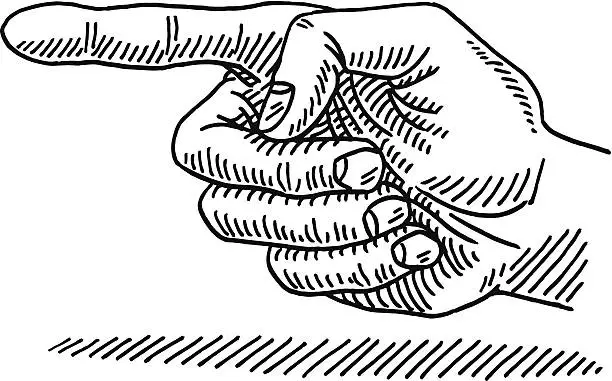 Vector illustration of Hand Pointing To The Left Side Drawing