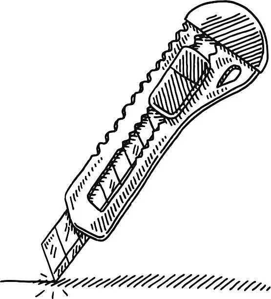 Vector illustration of Box Cutter Knife Tool Drawing
