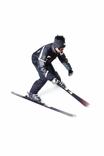 istock One male skier skiing without sticks on a white background 477714707