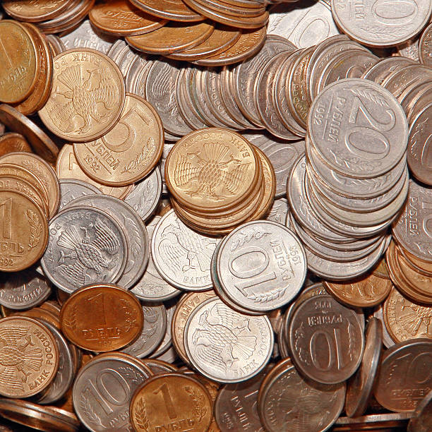 istock Ruble coins taken closeup as background. 477714858