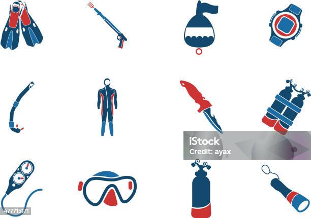 Ilustración de Símbolos De Buceo y más Vectores Libres de Derechos de Máscara de submarinismo - Máscara de submarinismo, Aleta - Equipo de buceo, Arma de mano