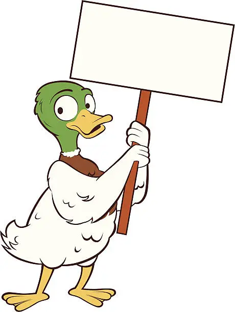 Vector illustration of Mallard Duck - Holding Sign