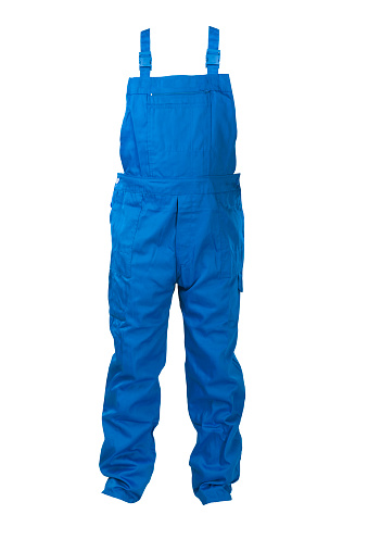 Blue dungarees -protective clothing. Isolated on white.