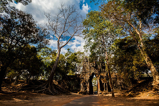 Architecture of old buddhist Ta Som temple in Angkor Archeological park. Monument of Cambodia - Siem Reap
