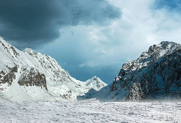 istock Beautiful mountains view at winter under sky. 477717742