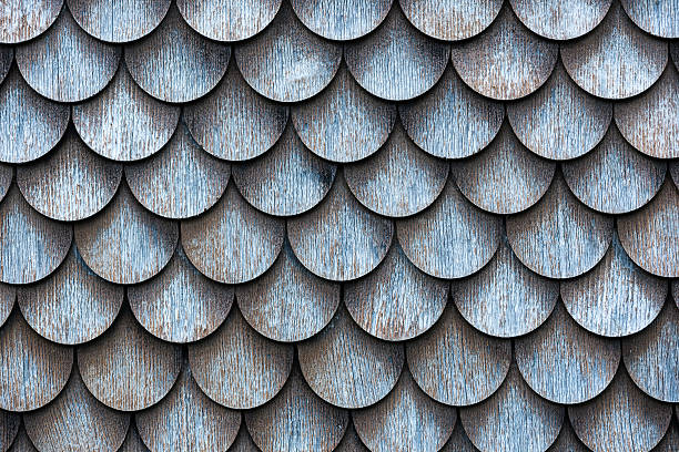 istock The wall covered with wooden shingles - wooden background horizontal. 477720840