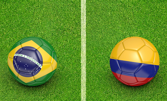 Versus concept for the 2015 Copa America football tournament with national teams Brazil and Colombia.
