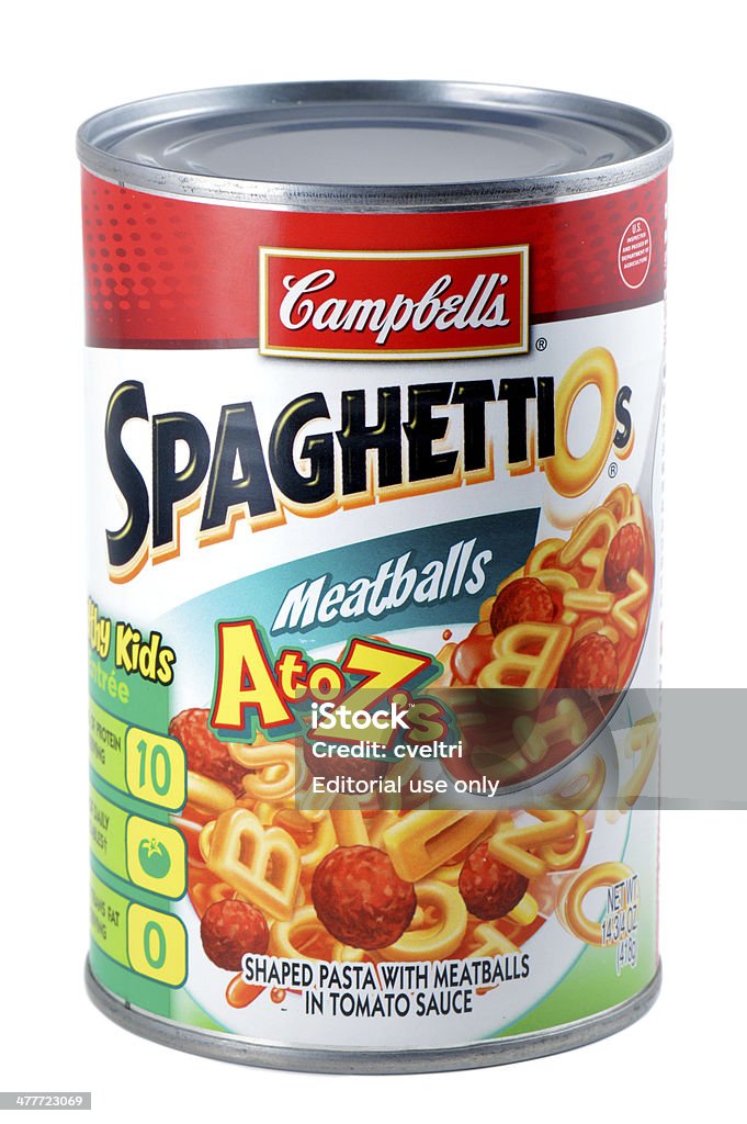 Campbell's SpaghettiOs с фрикадельками - Стоковые фото SpaghettiOs роялти-фри