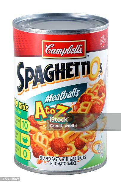 Campbells Spaghettios С Фрикадельками — стоковые фотографии и другие картинки SpaghettiOs - SpaghettiOs, Спагетти, Алфавит