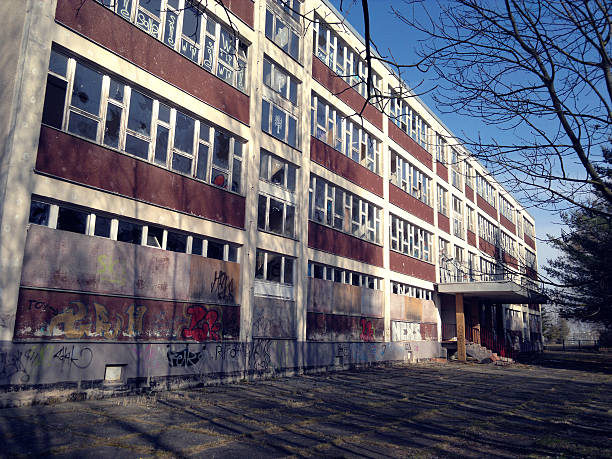 Ruin of an old school in GDR style