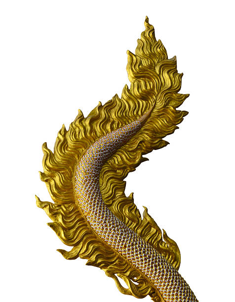istock Dragon tail sculpture isolated on white background 477725908