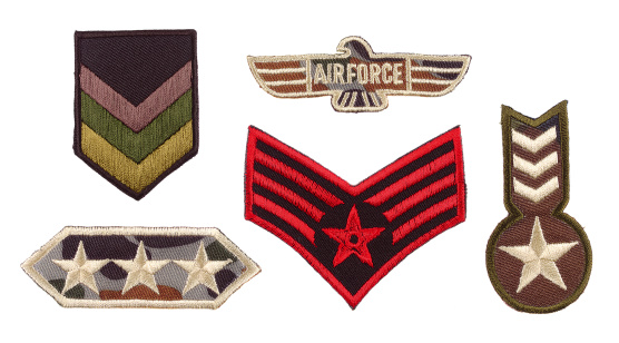 Collection of airforce badges on a white background