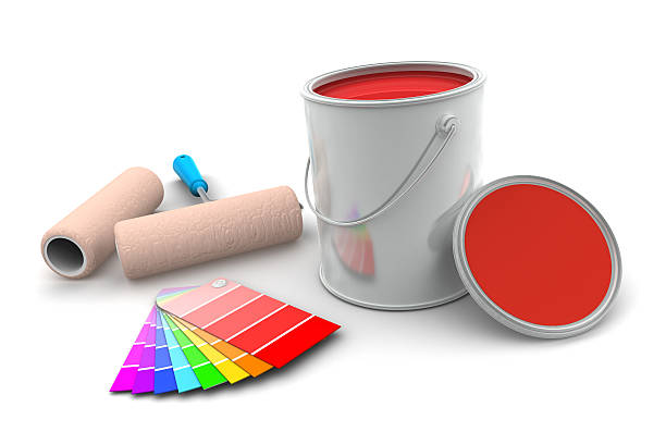 istock Tin of Red Paint and Roller Brush 477726541