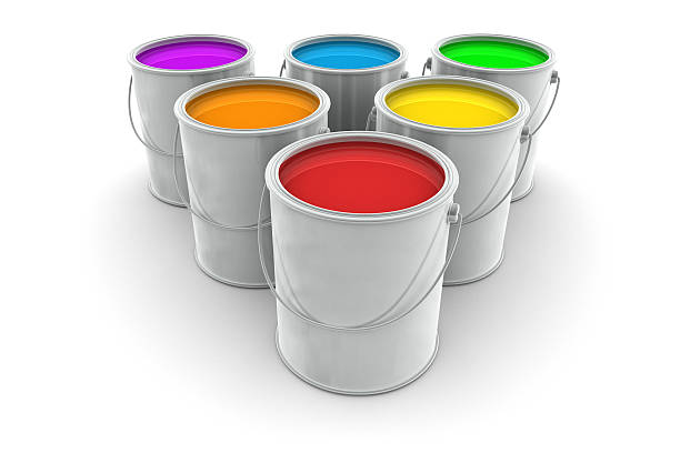 istock Six Tin of  Colored Paint 477726557