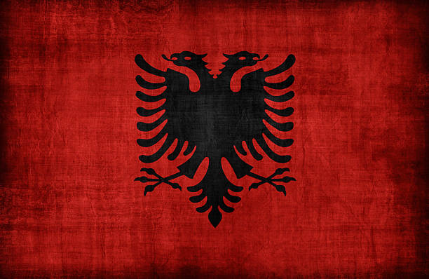 istock Albania flag pattern  ,retro vintage style 477726790