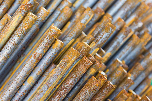 istock Steel bars used in construction, Steel bars close- up background 477729044