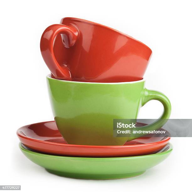 Stack Of Red And Green Tea Cups With Saucers Stock Photo - Download Image  Now - Bright, Brightly Lit, Cafe - iStock