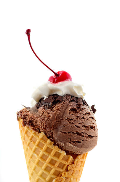 istock Summer concept chocolate and vanilla ice cream wafer cones. 477729654